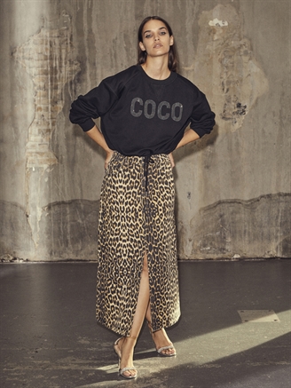 Co'Couture LeoCC Denim Slit Skirt Khaki